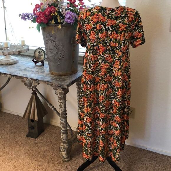 LuLaRoe orange and green Carly dress - Picture 4 of 7
